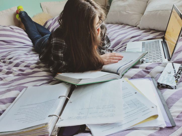 Girl Student Keeping Up With Her Homework From School Private Home Tutor