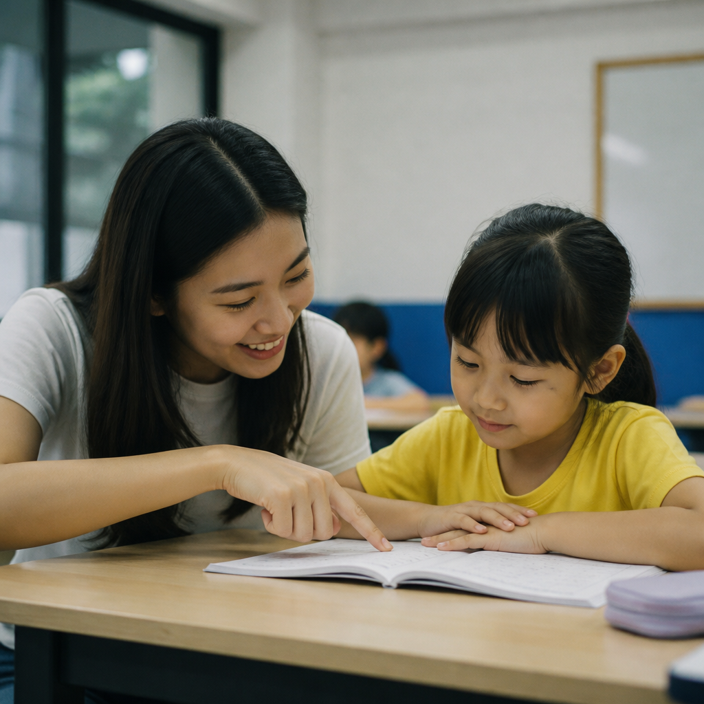 Tutor guiding a student through one-to-one home tuition in Singapore with a clear sense of progress.
