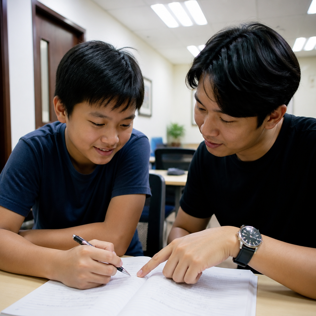 A Singapore tutor helping a student restart revision, illustrating how study motivation can return after a manageable start.