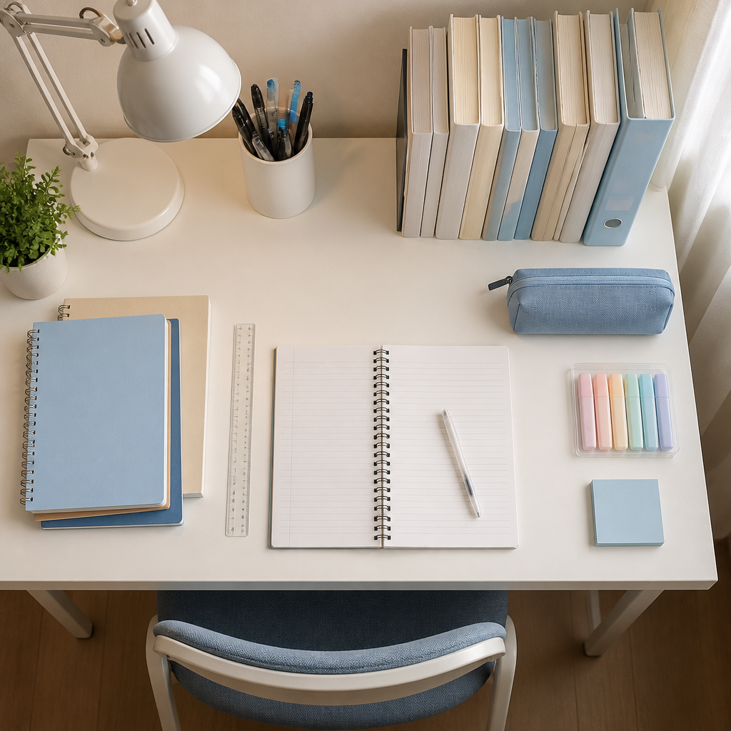A well-organised study desk setup that helps kids focus on homework in Singapore homes.