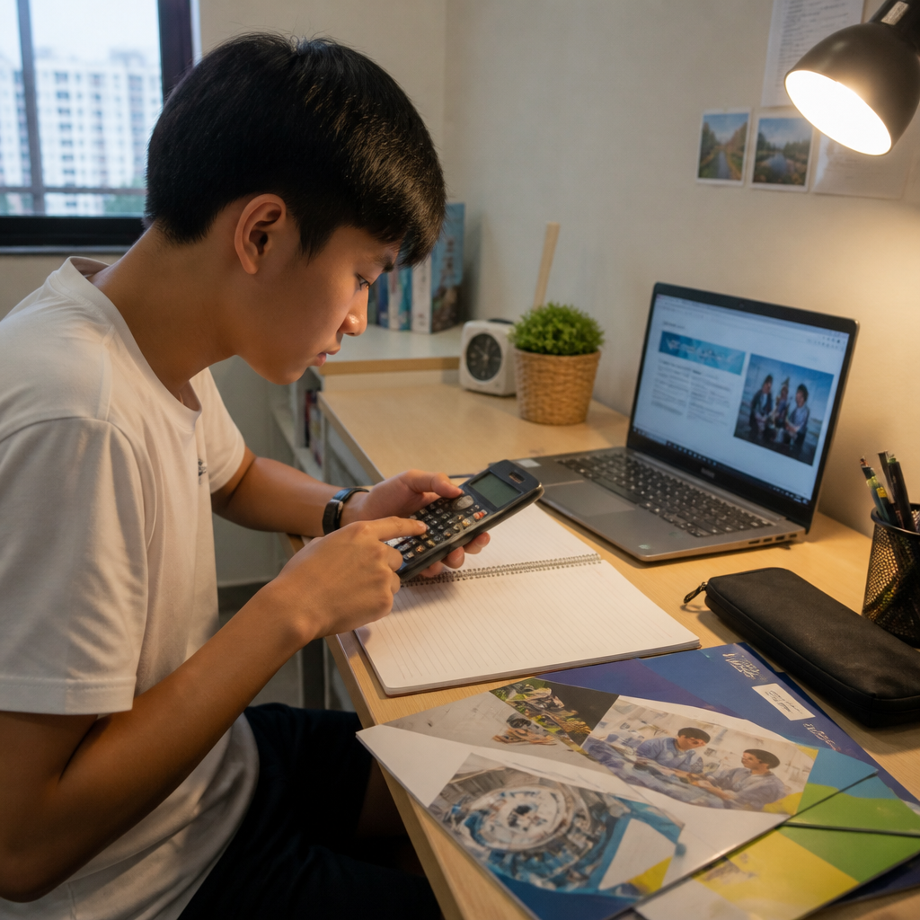 A student planning ITE courses and comparing practical post-secondary pathways at a study desk.