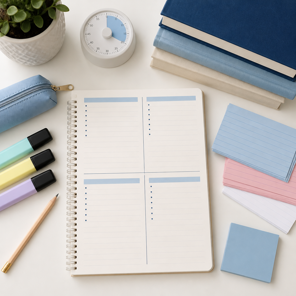 Organised English exam revision materials showing a component-based study plan for Singapore students.