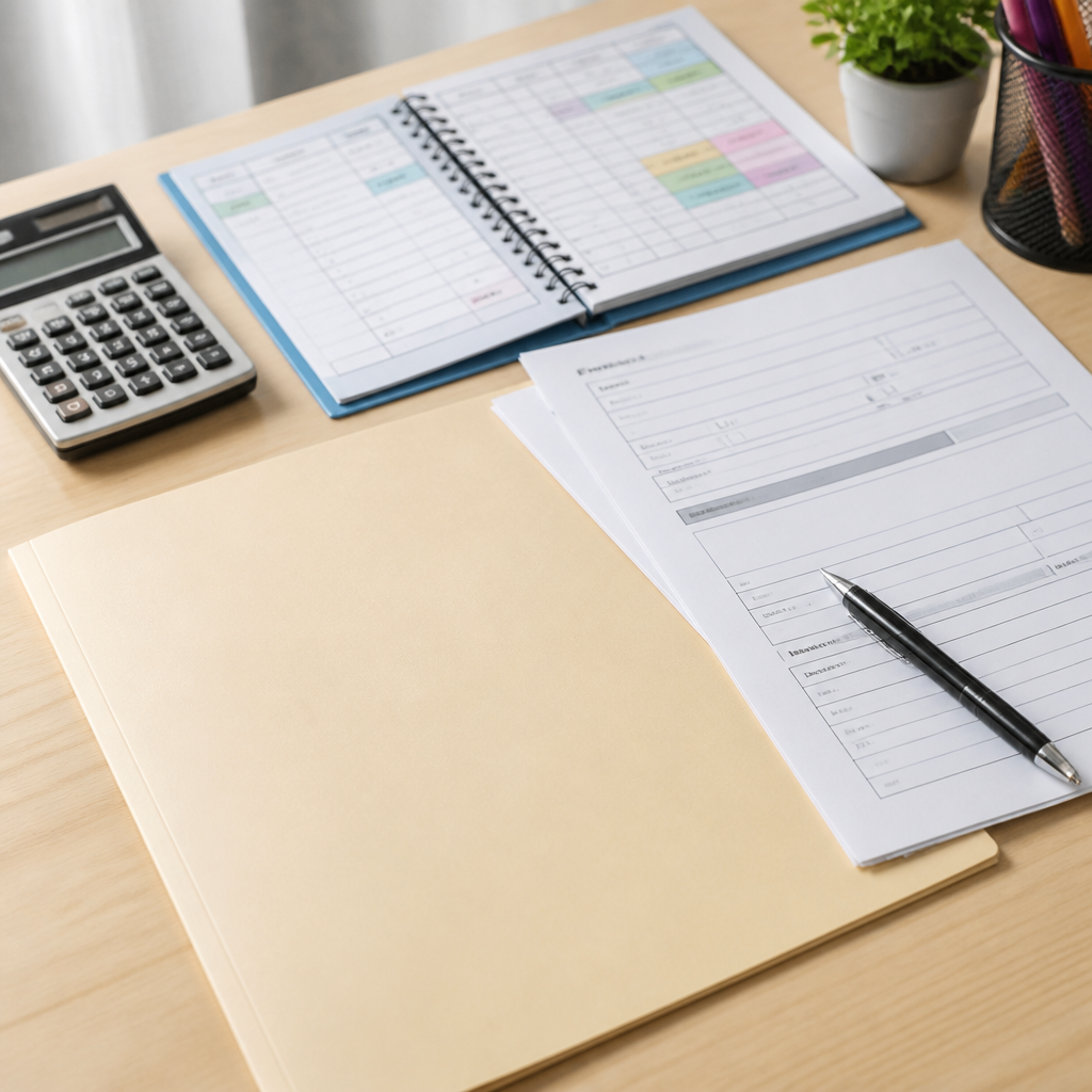 A desk still life representing approved secondary school pathways and enrolment planning in Singapore.