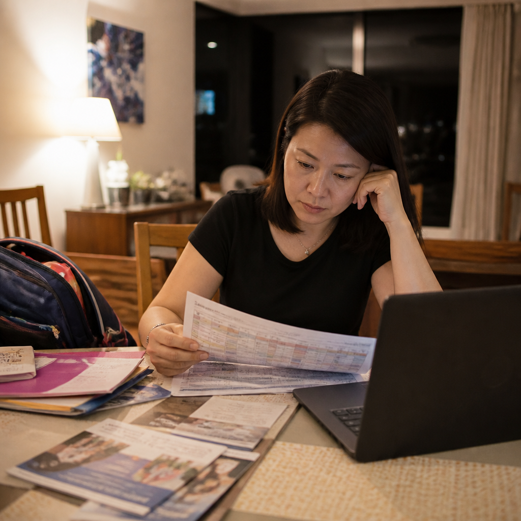 A Singapore parent reviews a child’s weekly schedule while considering whether enrichment class is worth it.