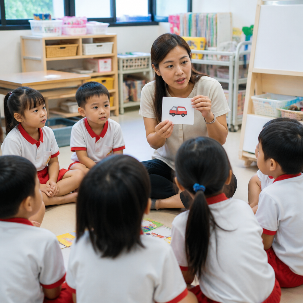 A Singapore preschool classroom showing a structured but child-friendly school-readiness routine.