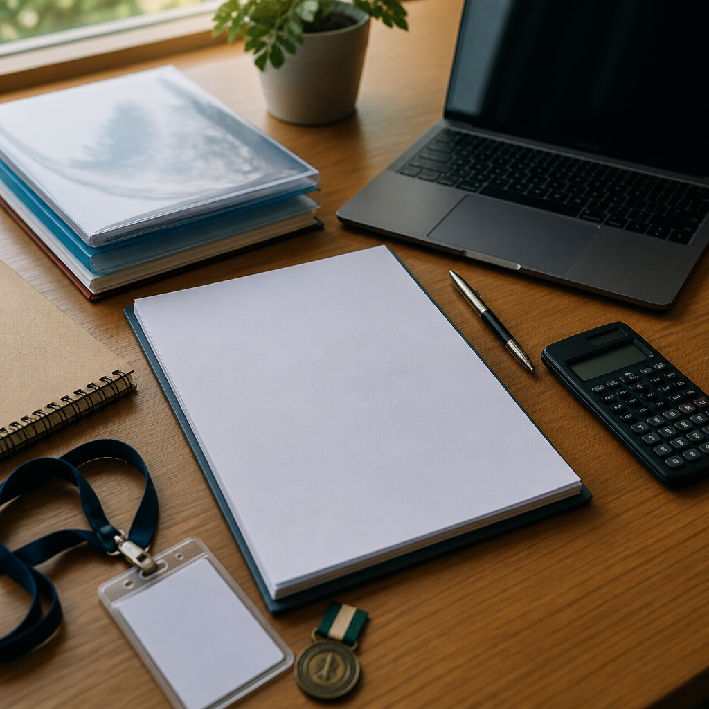 A warm desk scene with a student CV draft and school activity items that represent transferable experience.