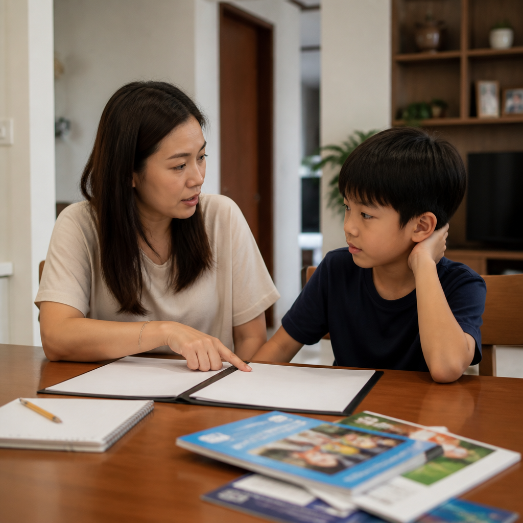 A Singapore parent and Primary 3 child discussing GEP suitability at home.