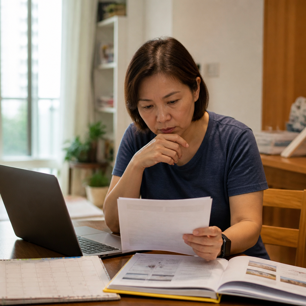 A Singapore parent compares special needs school options at home while focusing on school fit.