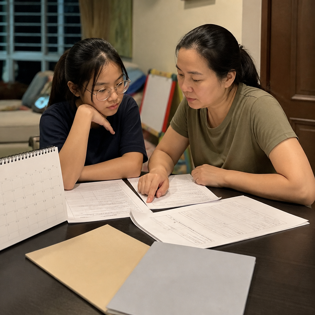 A Singapore family planning backup primary school options near the end of registration prep.