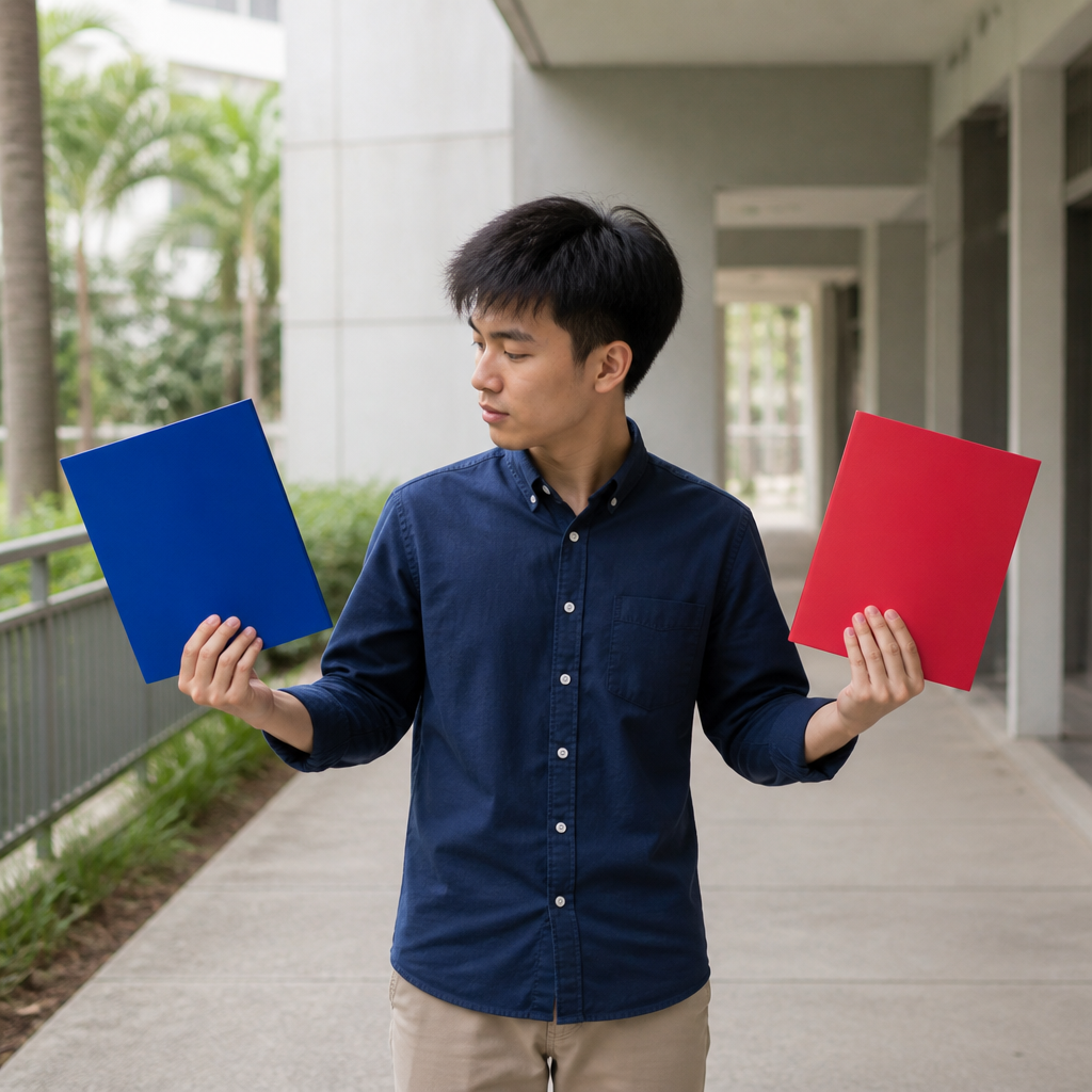 A Singapore poly graduate considering different university pathways and timing options.