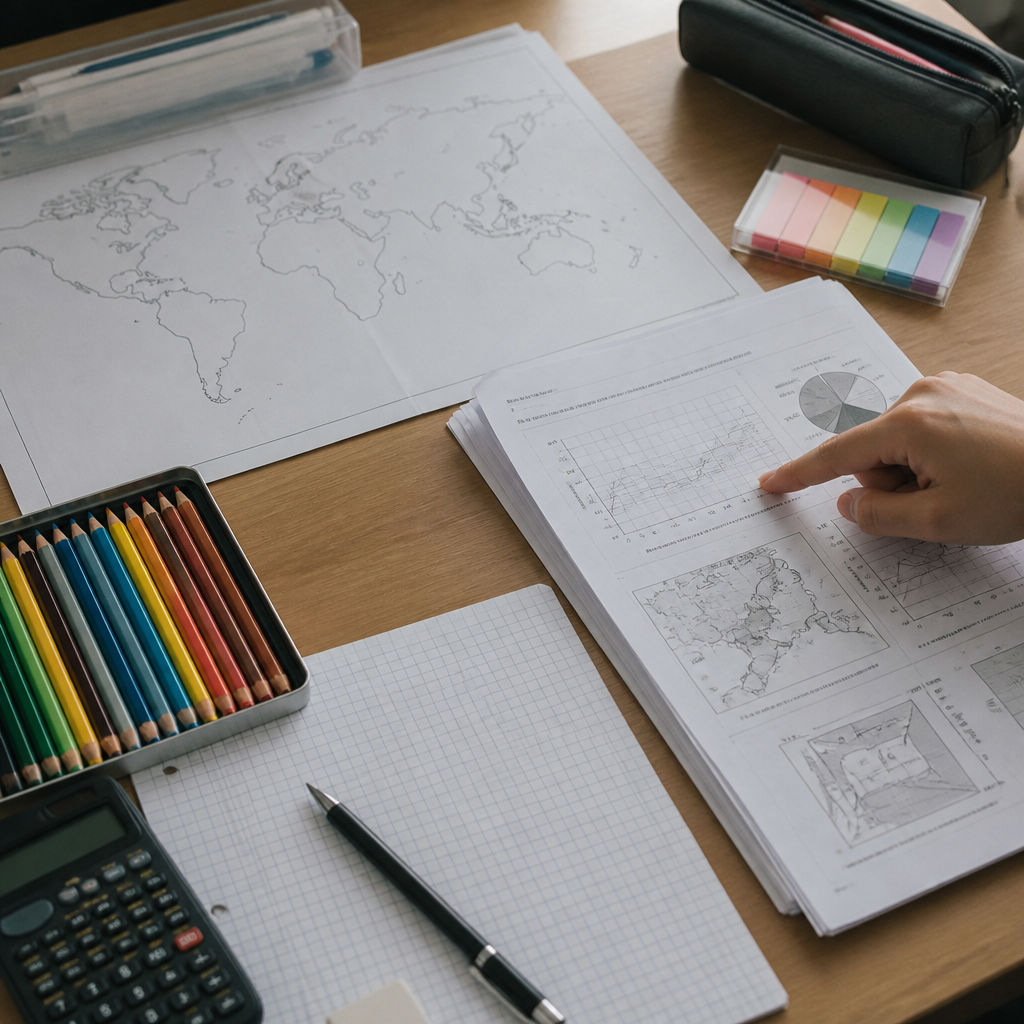 Geography revision materials set out for structured and data-based question practice.